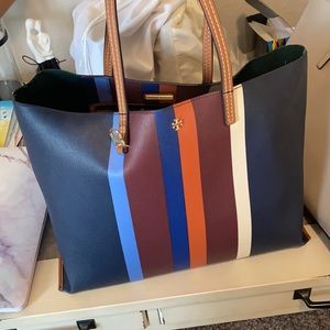 Tory Burch Blue striped tote bag